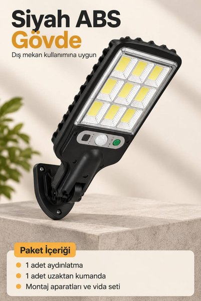 Evgereçlerim Solar Duvar Lambası Hareket Sensörlü Kumandalı 3 Modlu LED Bahçe Dış Mekan