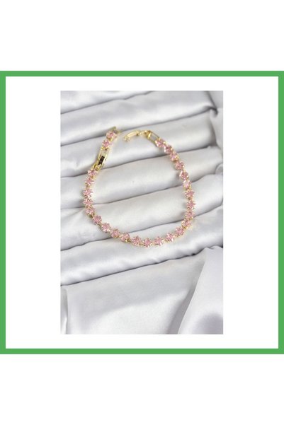 Nur store Çanta سوار نسائي من حجر الزركون الوردي المربع باللون الذهبي والنحاس...