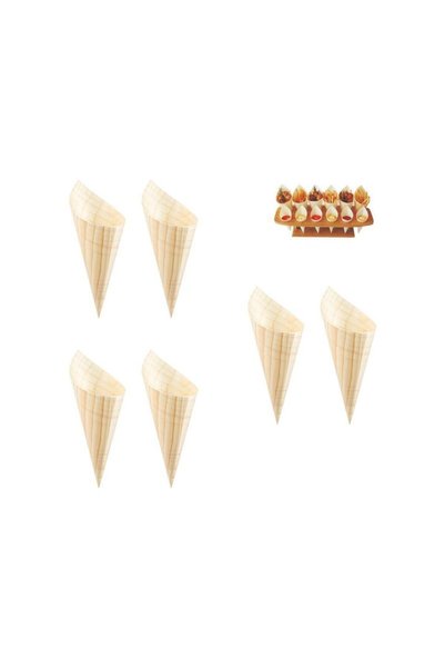 Jumbo Set Conuri din Lemn pentru Aperitive 18cm - 6buc