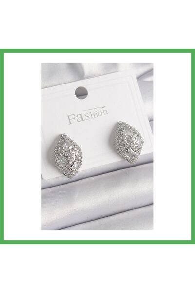 Nur store Çanta Brass Silver Color Zircon Stone Embellished Drop Model Women'...