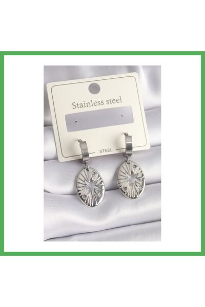 Nur store Çanta 316L Steel Silver Color Pole Star Processing Women's Earrings...