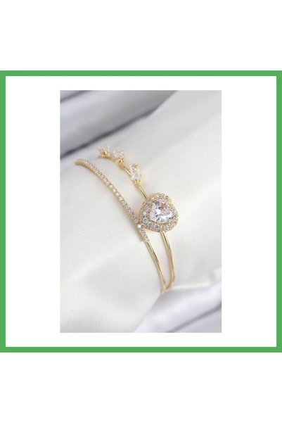 Nur store Çanta Brass Zircon Stone Model Gold Color Women's Bracelet Bezoss