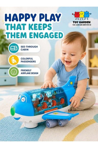 TOY GARDEN Electric Toy Airliner Plane Rotating Airplane Vehicles with Light ...