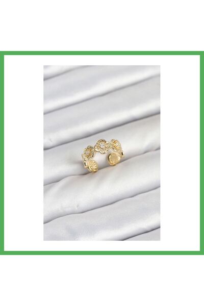 Nur store Çanta Brass Gold Color Clover Model Women's Ring Bezoss