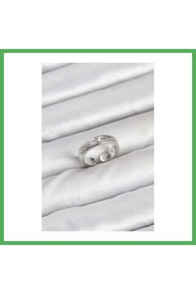 Nur store Çanta خاتم نسائي من النحاس الفضي اللون مرصع بحجر الزركون موديل نجم ...