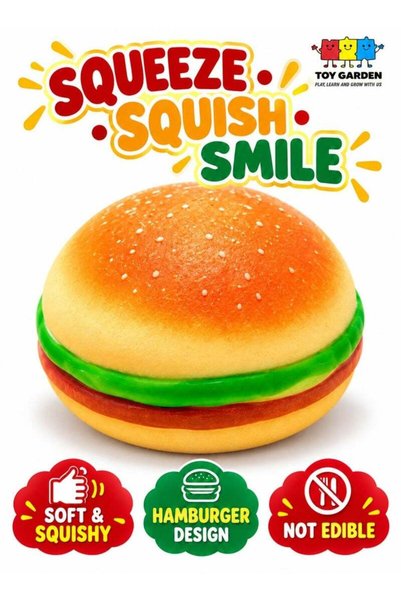TOY GARDEN Soft Squishy Hamburger Toy, Realistic Food Shaped Squeeze Stress R...