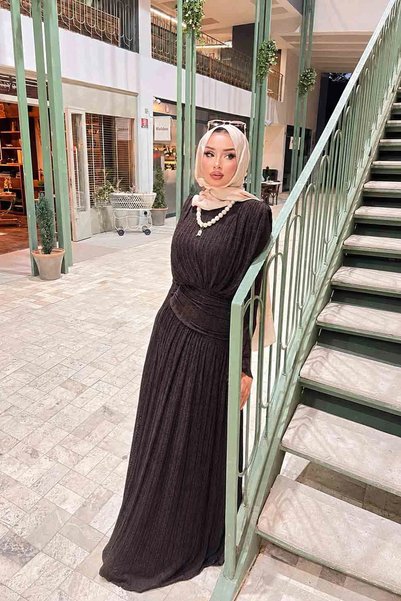 Melike Tatar فستان دانتيل بتفاصيل كورساج 32-2758