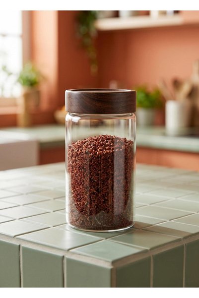 The Mia Acacia Lid Borosilicate Glass Jar 580 ml