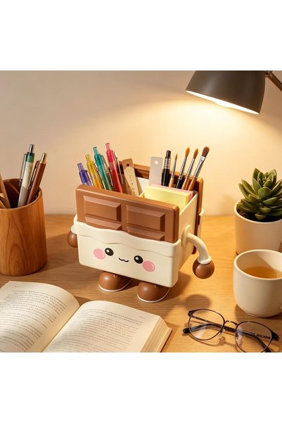 JCB CHIC حامل أقلام لطيف على شكل شوكولاتة للمكتب، حامل أقلام كرتوني ظريف بقسم...