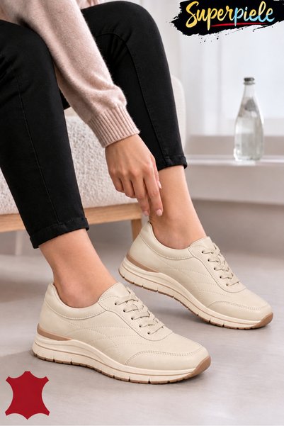 virboti Pantofi Casual Damă din Piele Naturală cu Talpă Înaltă 5 cm
