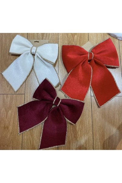 OEM Βελούδινος φιόγκος με χρυσή άκρη 30x35 εκ. Κόκκινο
