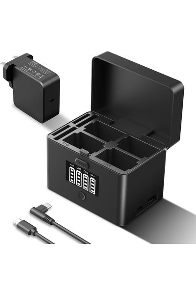 NEEWER شاحن بطارية كاميرا USB رباعي القنوات 2 في 1 طراز NW-ZP4 لبطاريات NP-FZ...