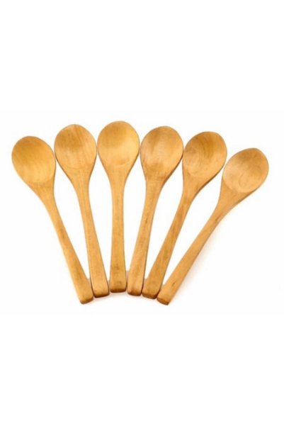 INURA GLOBAL Gürgen Ağacı Medium Size Wooden Spoon No 2 27 cm Pack of 10
