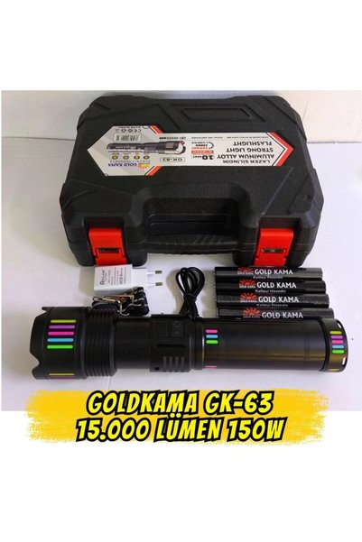 GK Outdoor GK-63 150W Ultra Güçlü Lazer Fonksiyonlu El Feneri (15000 Lümen)