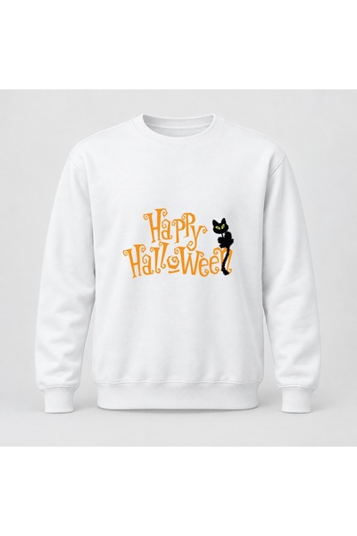 Fabricacucadouri.ro Pulover personalizat Happy Halloween pisică neagră