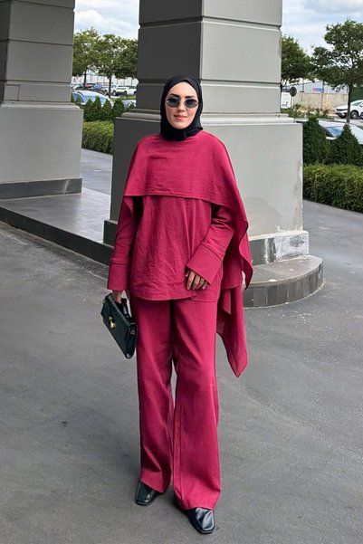 Melike Tatar طقم بتفاصيل شال 32-2856