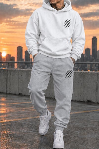 SILATU 2-Piece Hooded Tracksuit Set (Gray Tracksuit-Sweat)