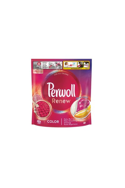 Perwoll Κάψουλα απορρυπαντικού Όλα-σε-1 Χρώματος για ρούχα χρώματος 32 τεμάχια