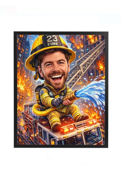 Fabricacucadouri.ro Rama foto personalizata pompier in actiune – cadou pentru...