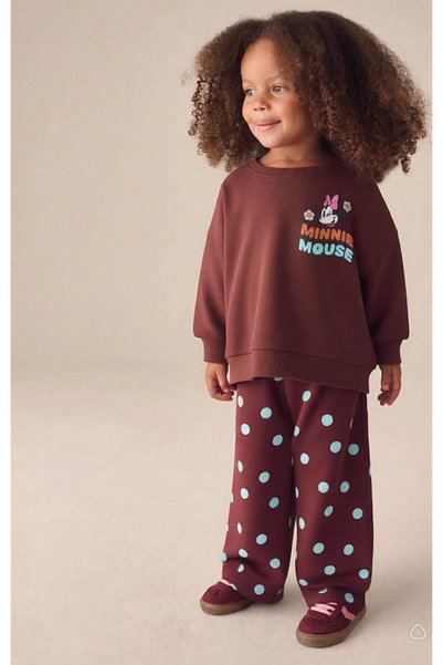 Karaniko Kids Girl's Cotton Brown Back Print Detailed Top and Bottom Set