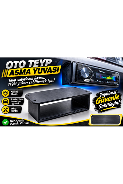 YSN SOUNDS Oto Teyp Asma Yuvası – Standart Kasa Teyp Sabitleme Aparatı Plastik Üst Montaj Kutusu