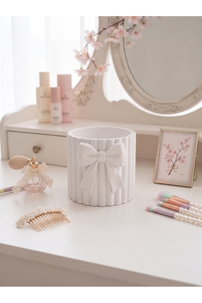 Dumledo Striped Ribbon Desktop Pen Holder |   Makeup Organizer |   Decorative...
