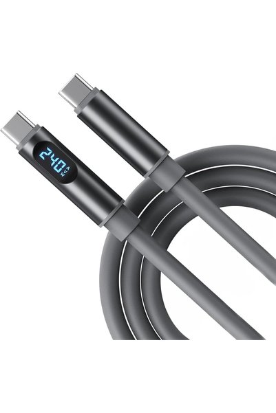 TERRIFI كابل USB C إلى USB C بقوة 240 واط مع شاشة عرض V/A/W، كابل شحن سريع من...