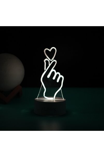 Generic Brand Lampă LED decorativă, 3D, Mana și Inimă, din material acril și ...