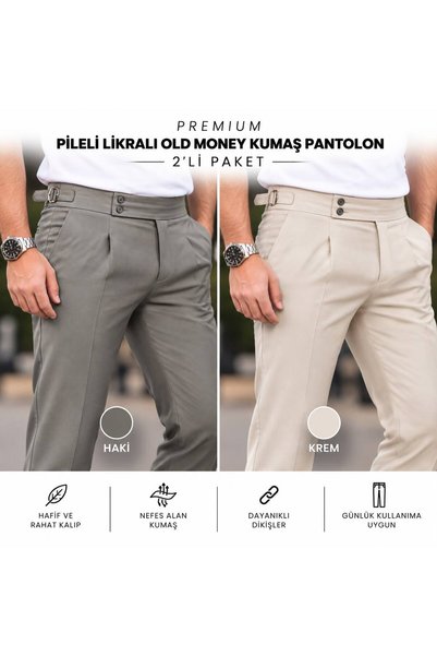 BASEL.CO Pantaloni Old Money din material elastic plisat