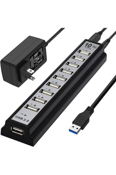 Generic موزع USB 2.0 بـ 10 منافذ، محول تقسيم شبكة USB