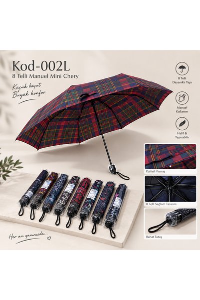 Rainwalker 8 Telli Manuel Mini Chery Katlanır Kadın Şemsiye