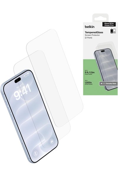 Belkin TemperedGlass Screen Protector for iPhone 18 Pro / 17 Pro, 2 Pack