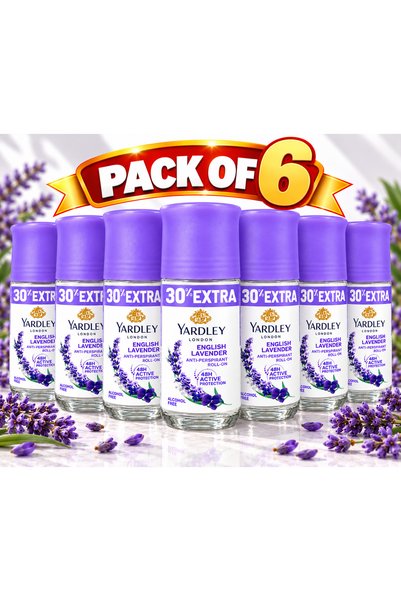 Yardley London مزيل عرق لافندر إنجليش رول أون 65 مل (عبوة من 6 قطع)