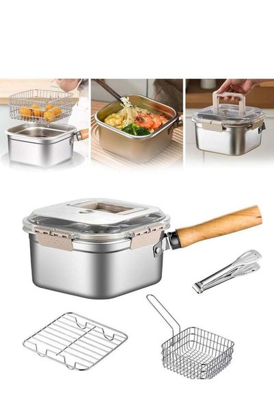 Generic WALALLA Stainless Steel Deep Fryer,Portable Outdoor Cooking Pot with ...
