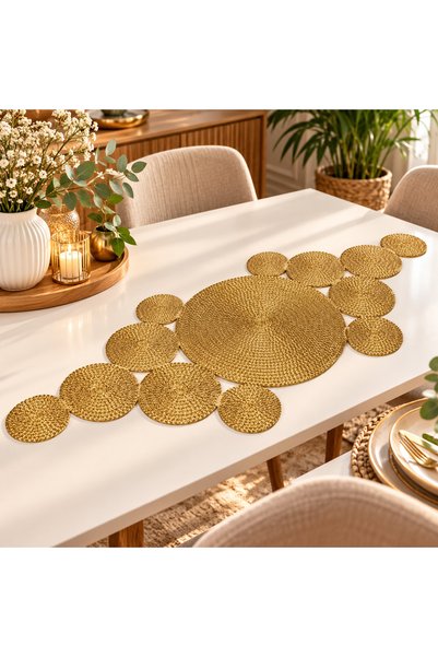 Ckdesign Ck Desing Gold Wicker American Serving Set 6 Pieces 31 cm Runner 90 ...