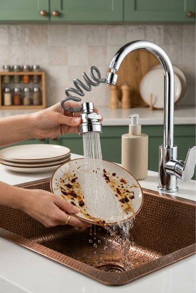 Emal Home 360 °   Extendable Spiral Kitchen Faucet Adapter with Swivel Head -...