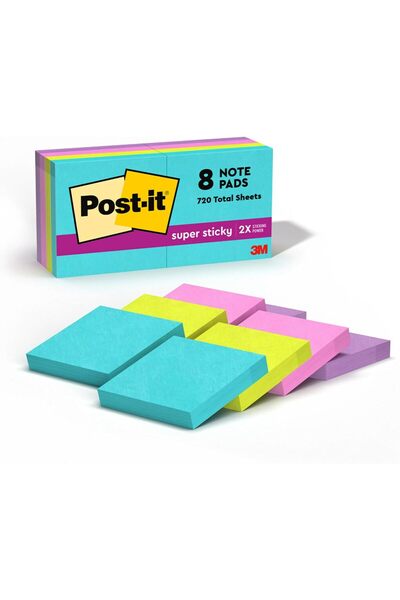 Post-it ملاحظات لاصقة فائقة الالتصاق مقاس 2 × 2 بوصة (47.6 × 47.6 ملم) 622 قط...