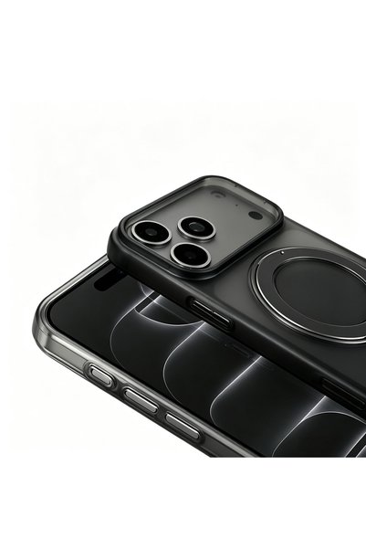 Techaks iPhone 18 Pro Kılıf Sararmaz 360 Derece Dönen Standlı Ultra İnce Magsafe Sert Premium Mika