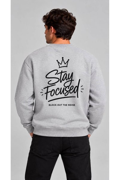 CLIPMAN Erkek Regular Fit Sırt Detaylı 3 İplik Baskılı Sweatshirt