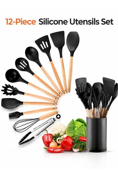Generic Silkja Kitchen Utensils Set – 12-Piece Silicone Cooking Utensils Set ...