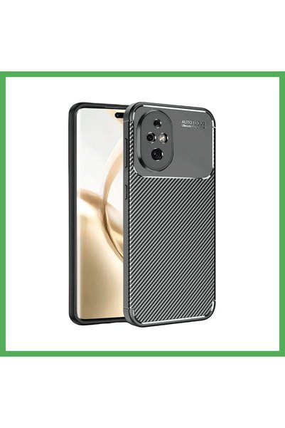 Nur store Çanta غطاء كربوني متوافق مع هاتف Honor 200 مع تركيز تلقائي - أسود B...
