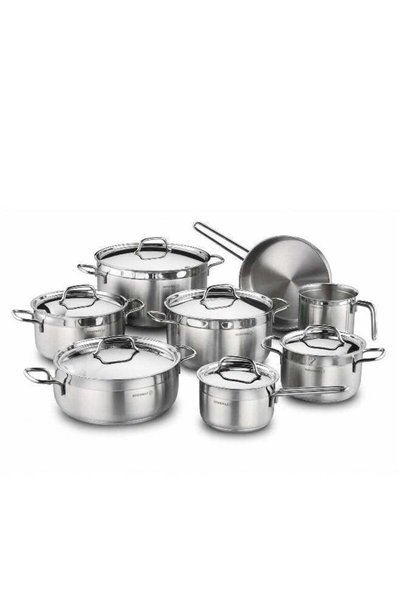 Generic Korkmaz Alfa Grande 14 Pieces Stainless Steel Cookware Set |Stainless...