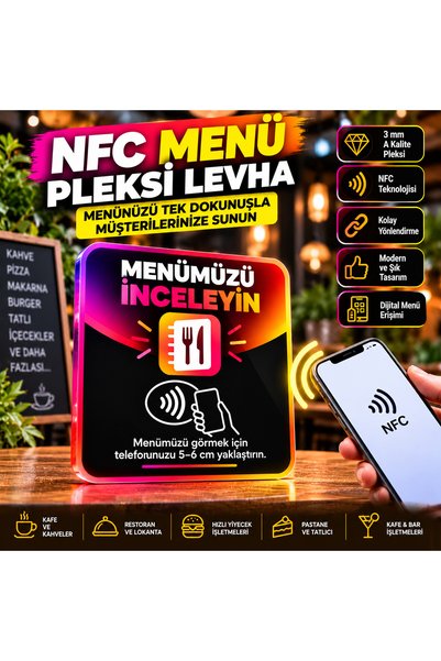 KORKMAZ GROUP Levha NFC Özellikli Menü Pleksi Levha 3 mm A Kalite Temassız Di...