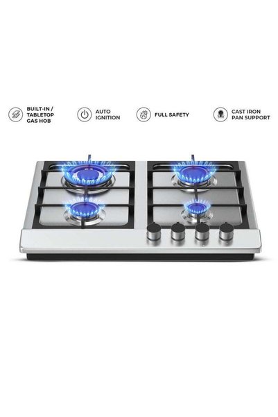 Generic NIKAI 4 Burner Gas Hob With Auto Ignition, Cast Iron Support, Full Sa...