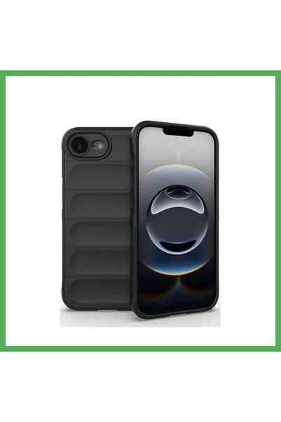 Nur store Çanta حافظة متوافقة مع آيفون 16E من السيليكون الأفضل - أسود BEZOSS