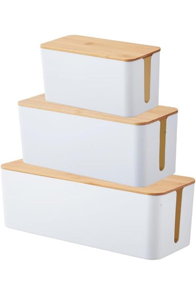 Generic Cable Management Box Set of 3 - Large, Medium & Small Cord Organizer ...
