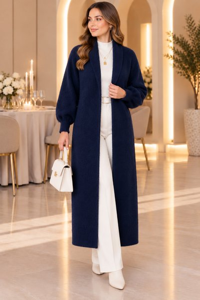 SERAPA Women's Beard Fabric Long Cardigan Relaxed Fit Standard Size