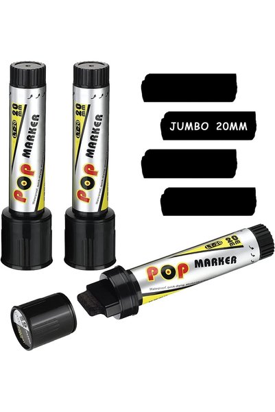 SYOSI أقلام تلوين أكريليك، 3 قطع، قلم طلاء أسود كبير الحجم 20 مم، أقلام فنية ...