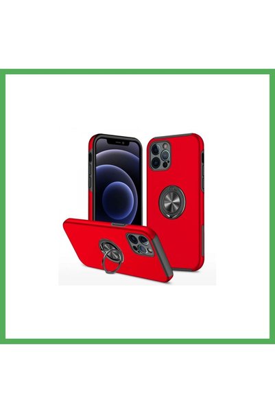 Nur store Çanta iPhone 12 Pro Compatible Case Elite Ring Cover - Red Bezoss