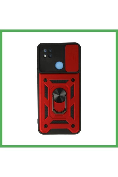 Nur store Çanta Redmi 9C Compatible Case with Lens Ring Silicone - Red Bezoss